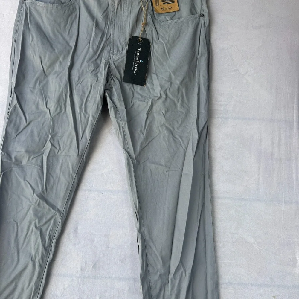 Tailor Vintage New Canaan Slim Fit Pants Mens 36x30 Gray Cotton Stretch Casual